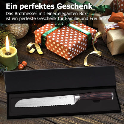 Brotmesser Profi 20 cm Edelstahl Küchenmesser Holz Griff