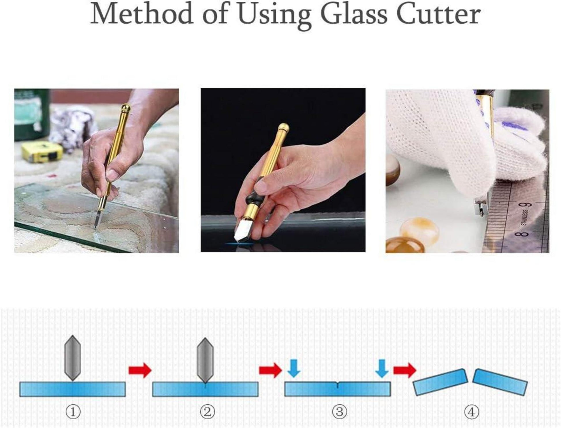 Professioneller Glasschneider Wolfram Legierung Gold Öl-Feed Cutter 2-19mm