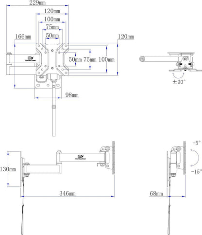 Wohnwagen TV Halterung Schwenkbar Neigbar 10-26 Zoll VESA 50x50-100x100mm bis