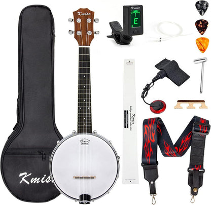 Kmise Banjolele Konzert-Banjo-Ukulele 4 Saiten mit Piezo-Tonabnehmer