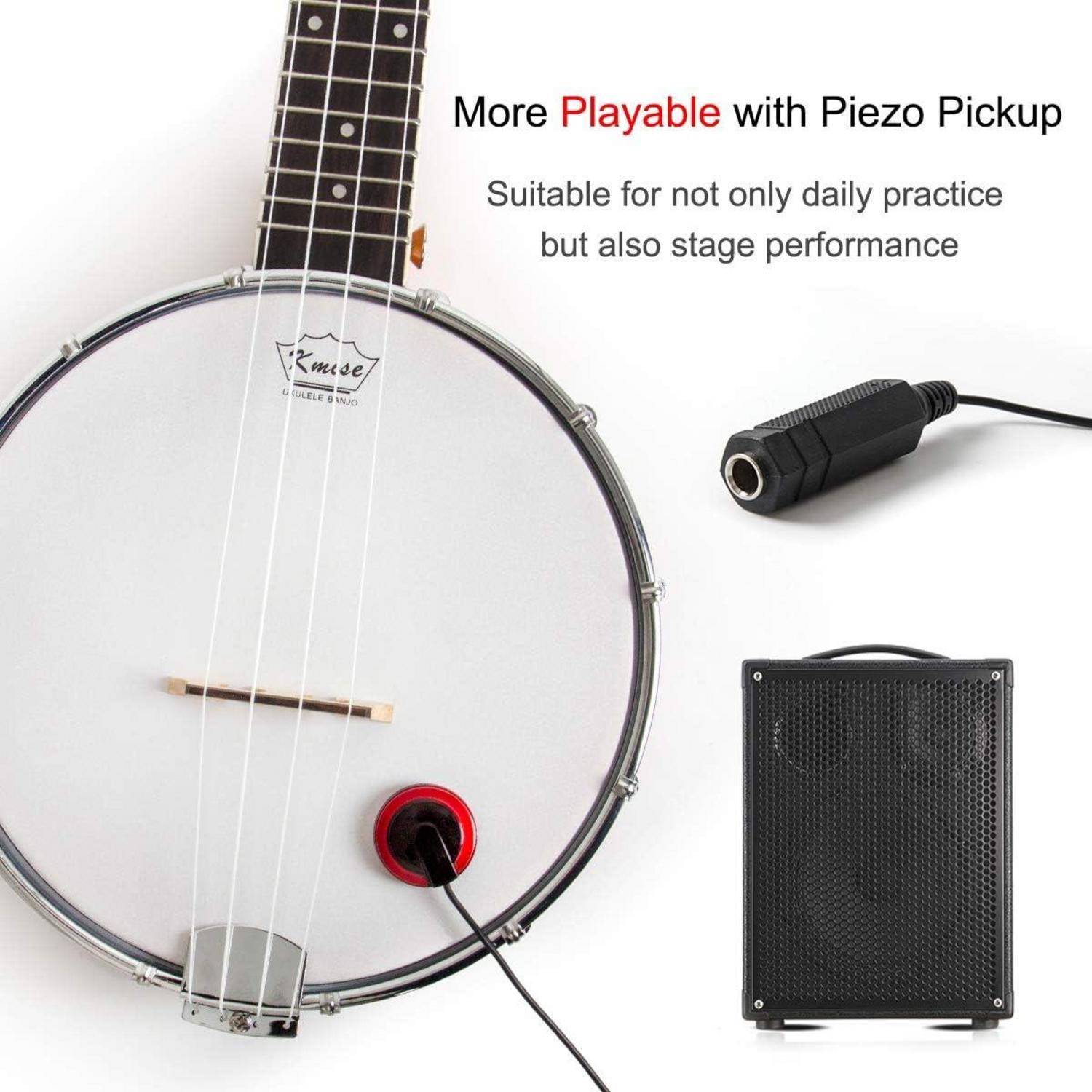 Kmise Banjolele Konzert-Banjo-Ukulele 4 Saiten mit Garantie & Tonabnehmer