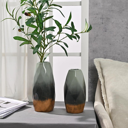 Moderne Grüne Keramikvase 23cm Höhe Ø10cm für Blumen