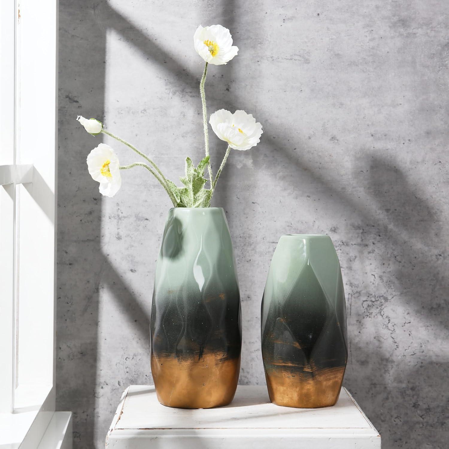 Moderne Grüne Keramik Blumenvase 23cm Höhe Ø10cm