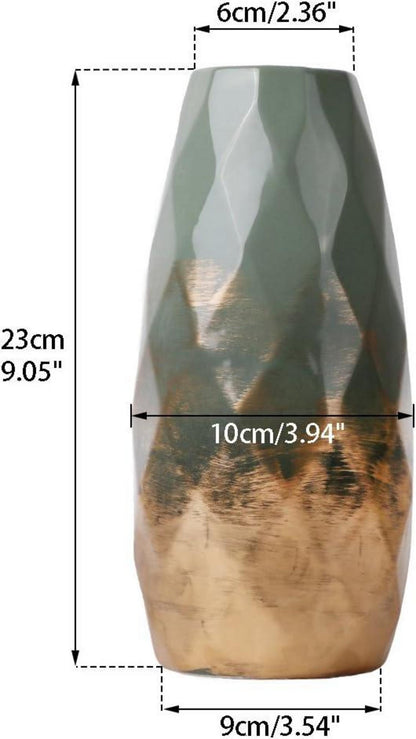 Kleine Grüne Keramik Blumenvase Moderne Tischdeko 23cm Ø10cm