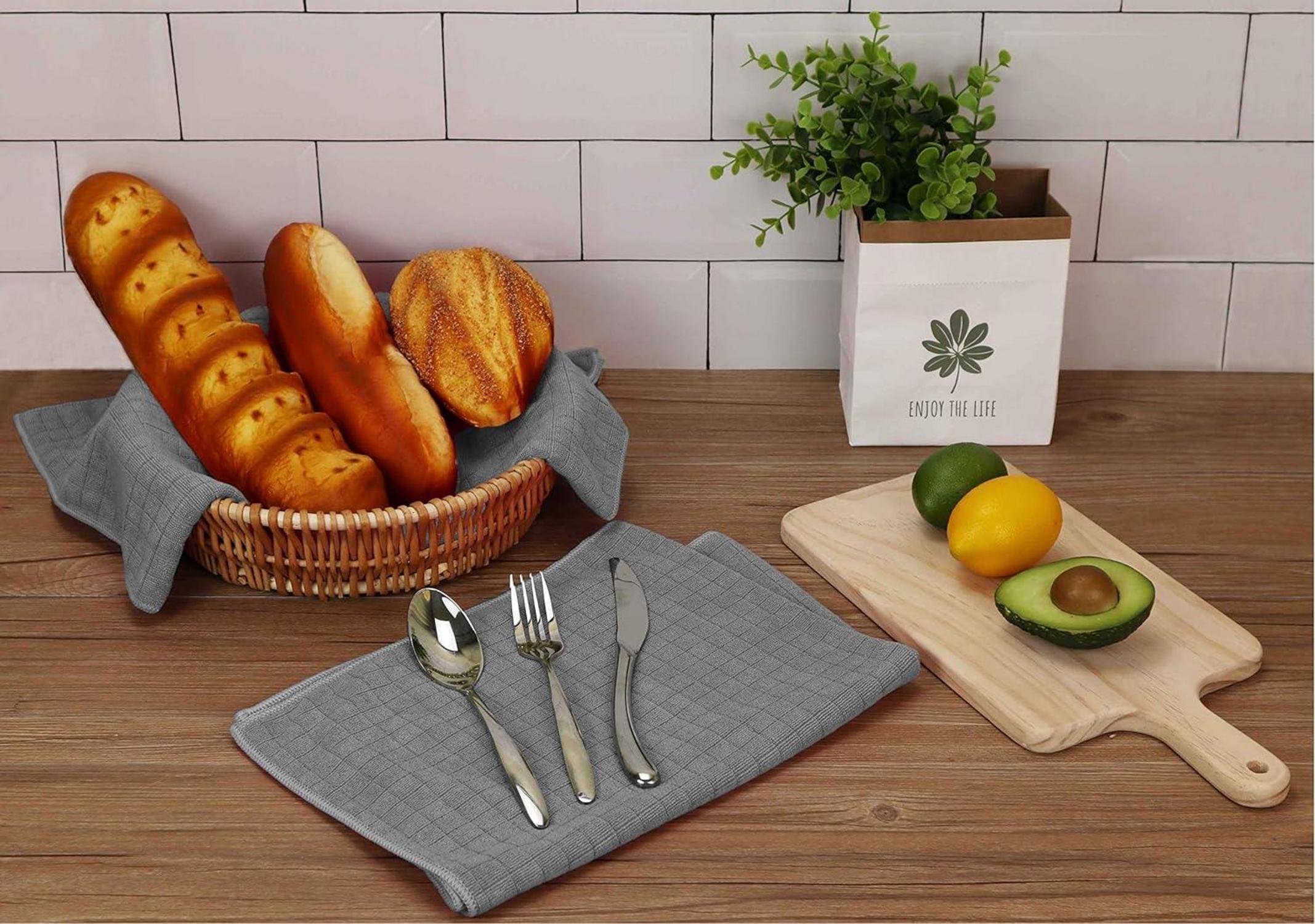 8er-Set Microfaser Küchentücher 45x65cm Grau - saugfähig und fusselfrei