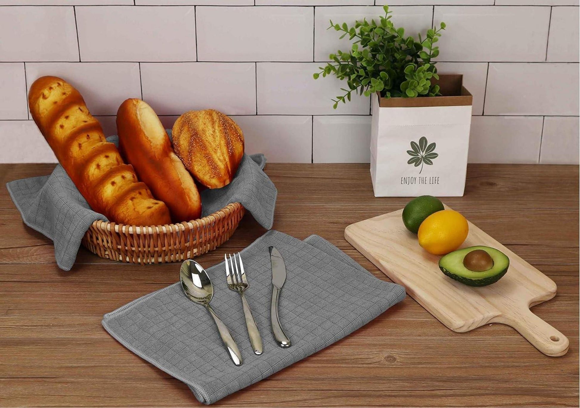 8er-Set Microfaser Küchentücher 45x65cm Grau - saugfähig und fusselfrei