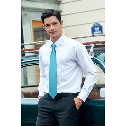 Herren Krawatte Einstecktuch Plaid Aqua Blau Hochzeit Set