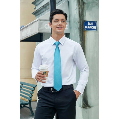 Herren Krawatte Einstecktuch Plaid Aqua Blau Hochzeit Set