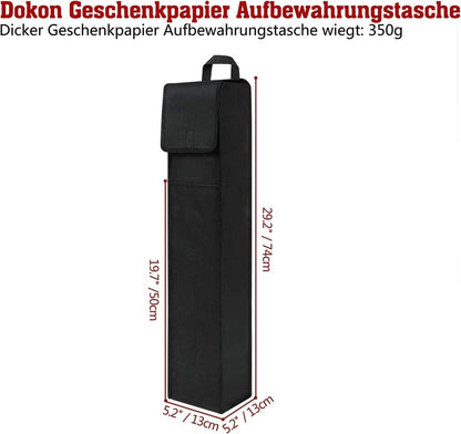 2x Aufbewahrungstasche für Geschenkpapier 74x13cm Schwarz