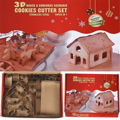 18-teiliges Edelstahl Ausstechformen Weihnachten Set Lebkuchenhaus Plätzchen