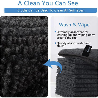 Microfaser Putztuch Schwarz 9er Pack 30x30 cm saugstark