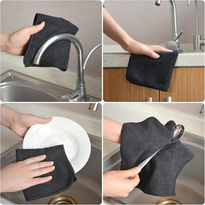 Microfaser Putztuch Schwarz 9er Pack 30x30 cm saugstark