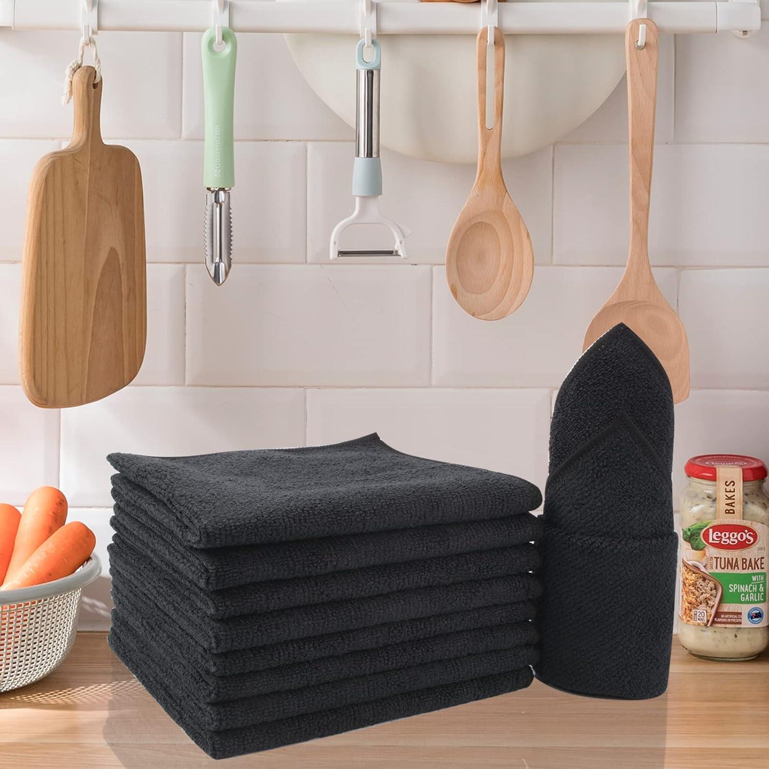 9er Pack Mikrofasertücher Schwarz 30x30 cm Ultra saugfähig und langlebig