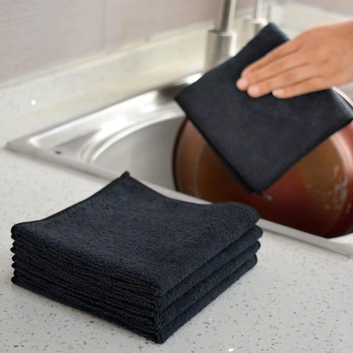 9er Pack Mikrofasertücher Schwarz 30x30 cm Ultra saugfähig und langlebig
