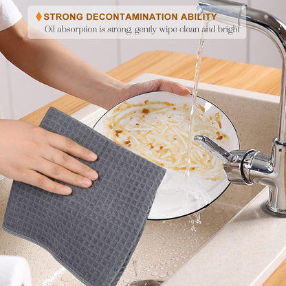 3er Pack Microfaser Geschirrtücher Grau Waffelgewebe 40x56cm