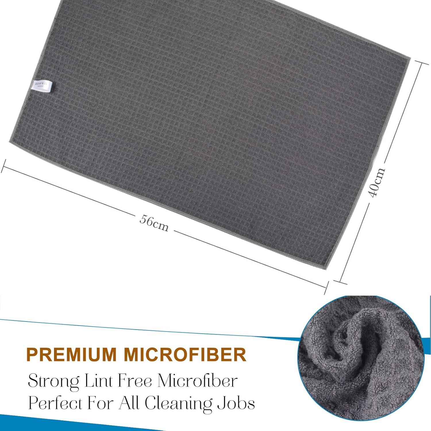 Mikrofaser Geschirrtücher Waffelgewebe 3er Set Grau 40x56cm
