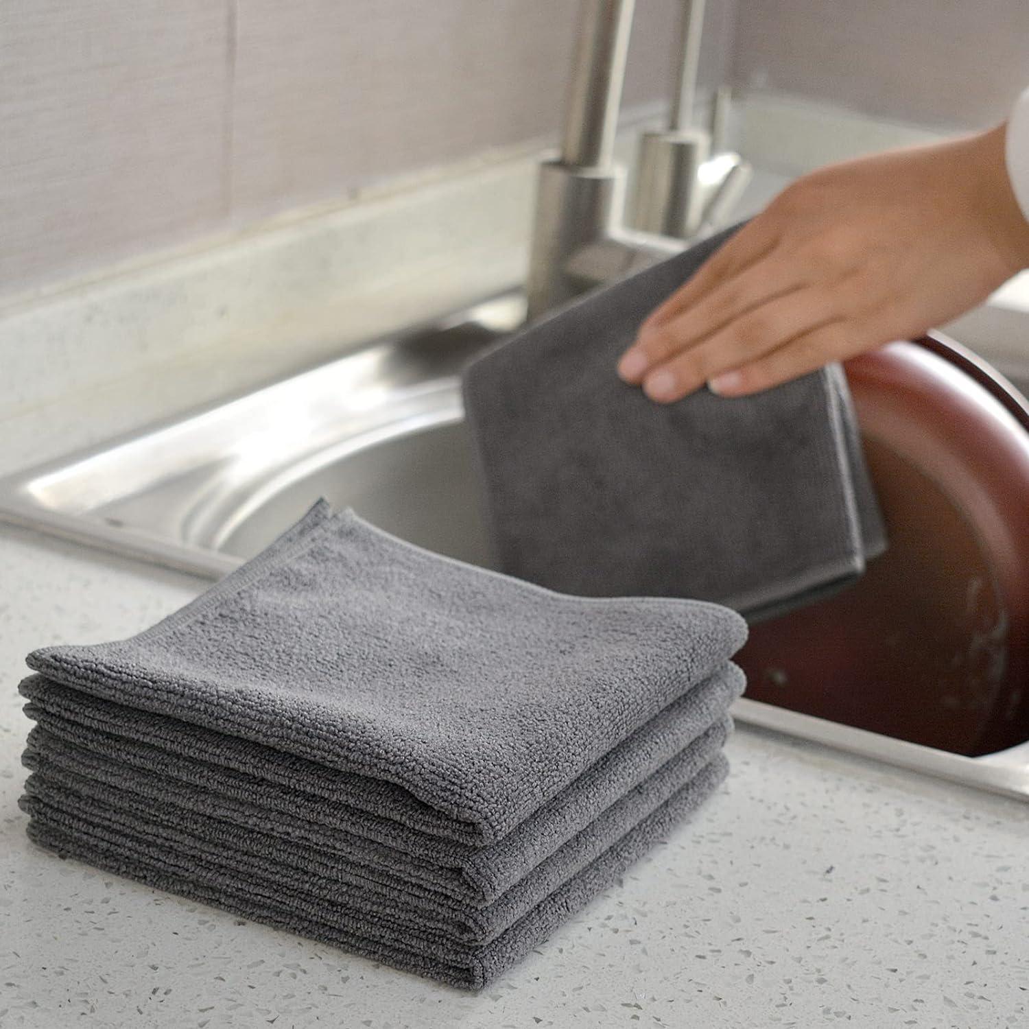 Mikrofasertücher Grau 30x30cm 9er Set - Spüllappen Küchenlappen super saugfähig und dick