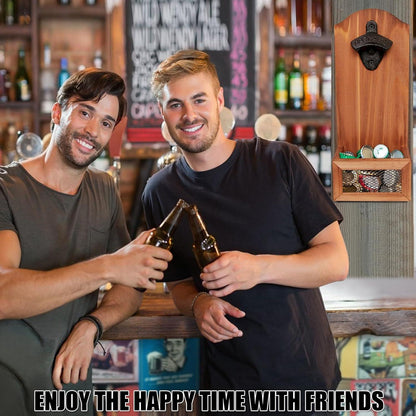 Goldmiky Vintage Holz Wand Flaschenöffner Bar Bier Öffner Männergeschenk