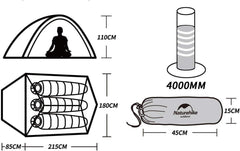 Naturehike Cloud-up 3 Upgrade Ultraleichtes Zelt 3 Personen 4 Saison Camping Wanderzelt