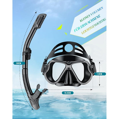 Trocken Schnorchelset Anti-Fog Panorama-Weitblick Tauchmaske