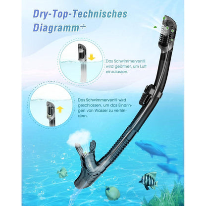 Trocken Schnorchelset Anti-Fog Panorama-Weitblick Tauchmaske