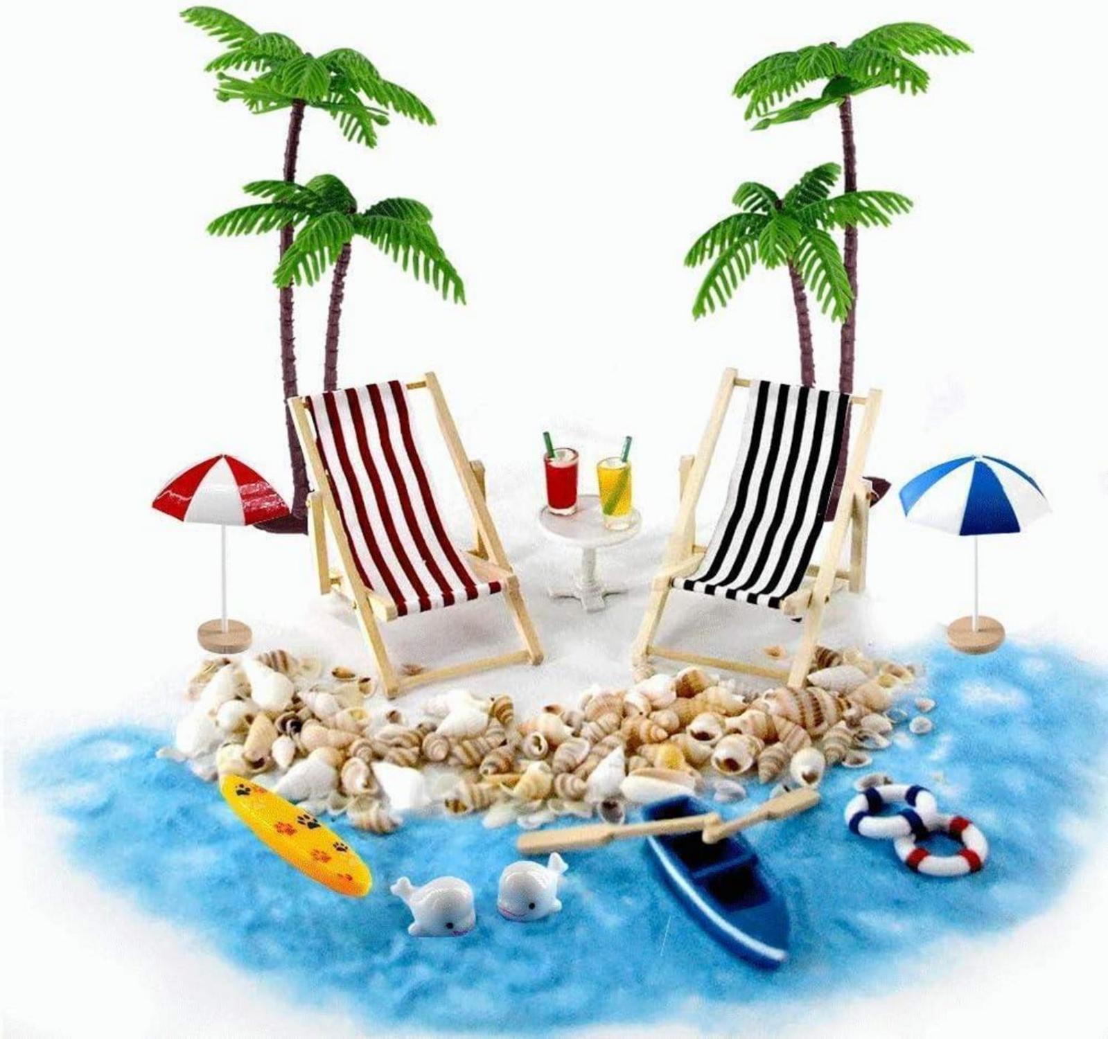Miniatur Strand-Mikrolandschaft Deko Set 16-teilig für DIY Zen Garten