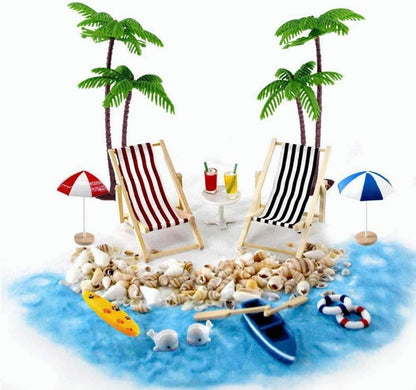 Miniatur Strand-Mikrolandschaft Deko Set 16-teilig für DIY Zen Garten