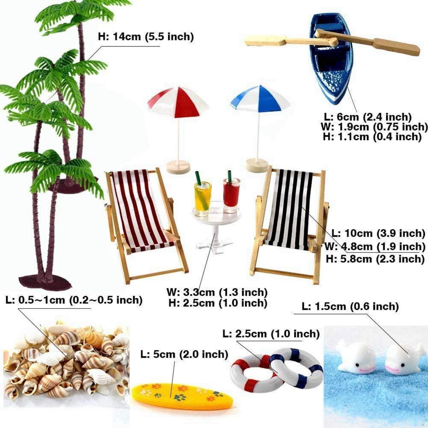 Strand Miniatur Ornament Set 16 Stück für DIY Zen Garten Deko