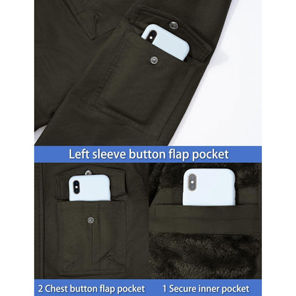 Herren Winterjacke Militärjacke mit Fleece Warm Gefütterte