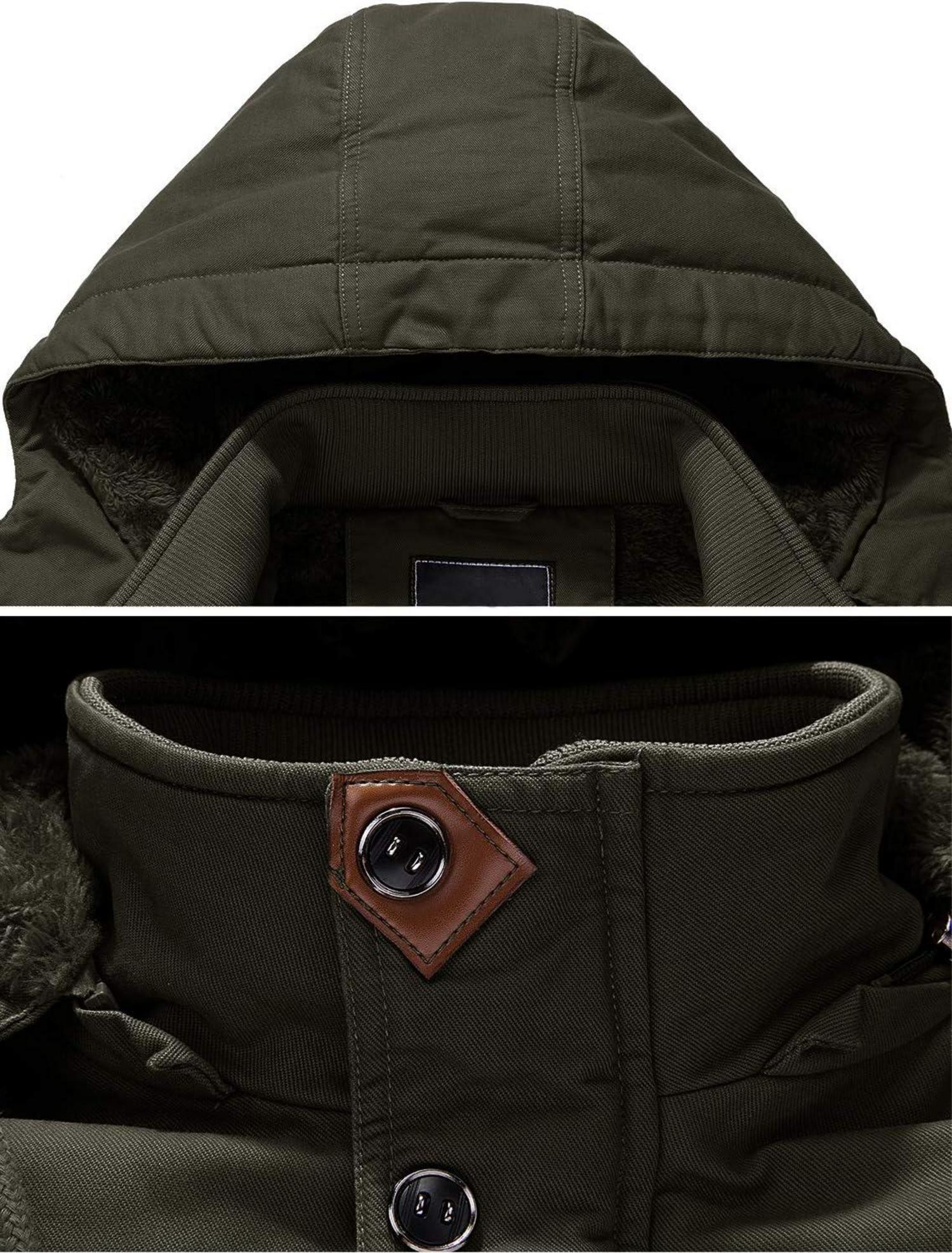 Herren Winterjacke Baumwolle Gefüttert Militär Stil S Armeegrün