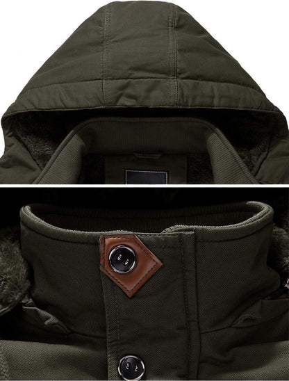 Herren Winterjacke Baumwolle Gefüttert Militär Stil S Armeegrün