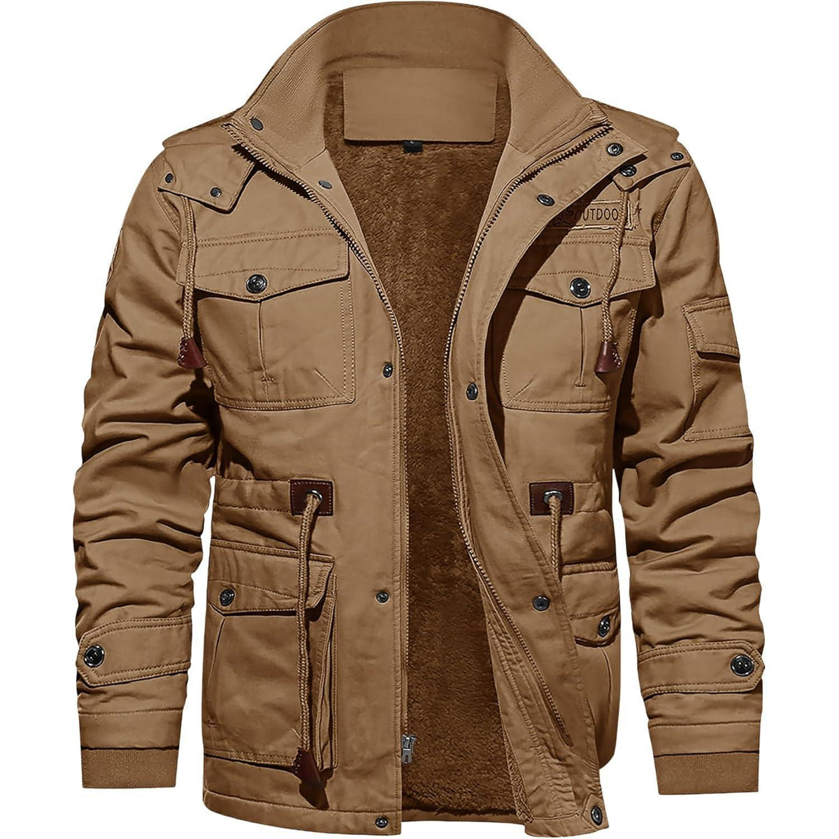 Herren Winterjacke Warm Gefüttert Militärstil Khaki M
