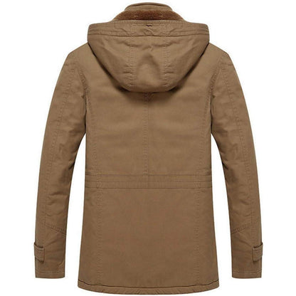 Herren Winterjacke Warm Gefüttert Militärstil Khaki M