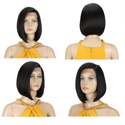 Lace Front Perücke Bob Schwarz 24cm Naturglatt