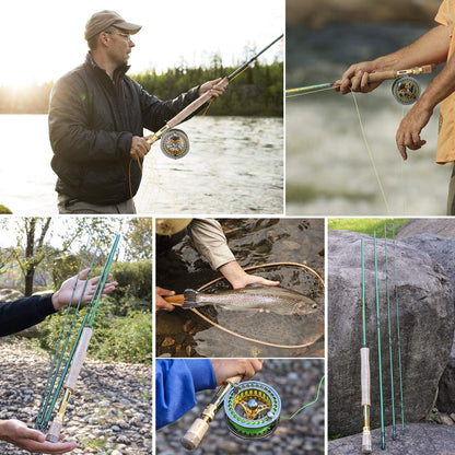 Sougayilang Fly Fishing Rod Reel Combos Lightweight Portable Golden Package