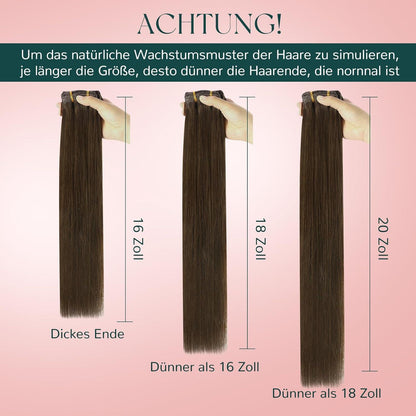 Clip-in Echthaar Extensions Braun 40cm – Remy Menschenhaar