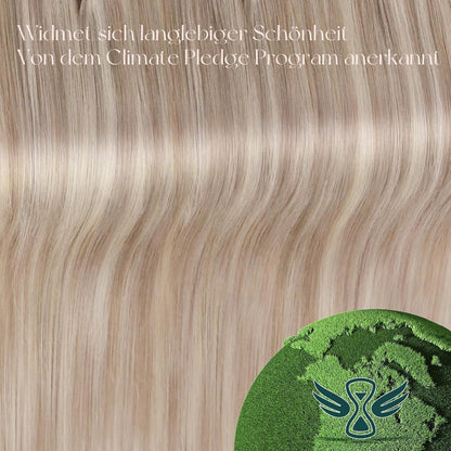 Clip-in Echthaar Extensions Blond Aschblond Gelb 40cm