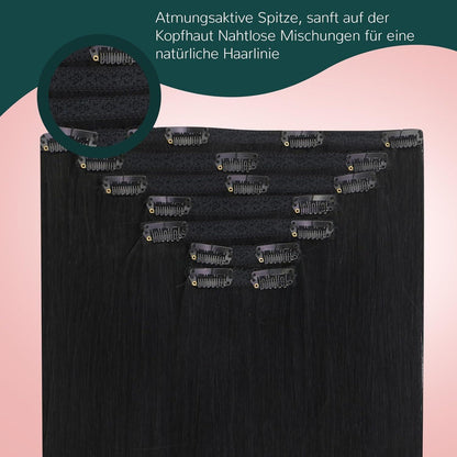 Echthaar Haarverlängerung 45cm #24P27 – Clip-in Extensions