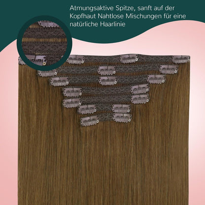 Clip-in Echthaarverlängerung Braun 40cm – Remy Glatt #4