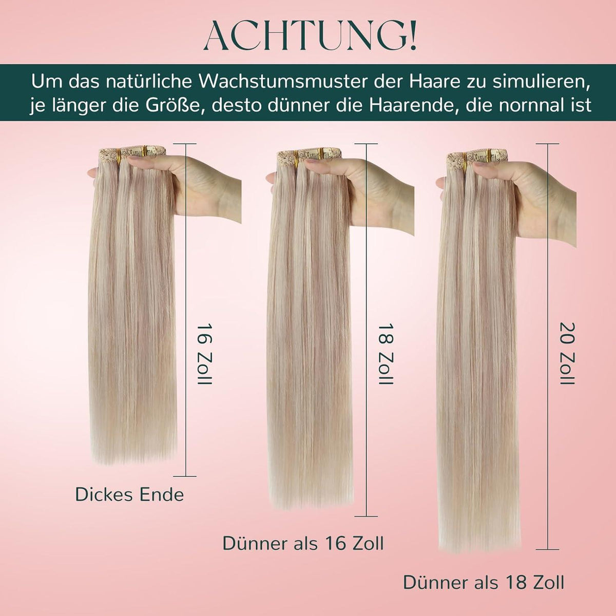 Clip-in Haarverlängerung Echthaar Blond 55cm