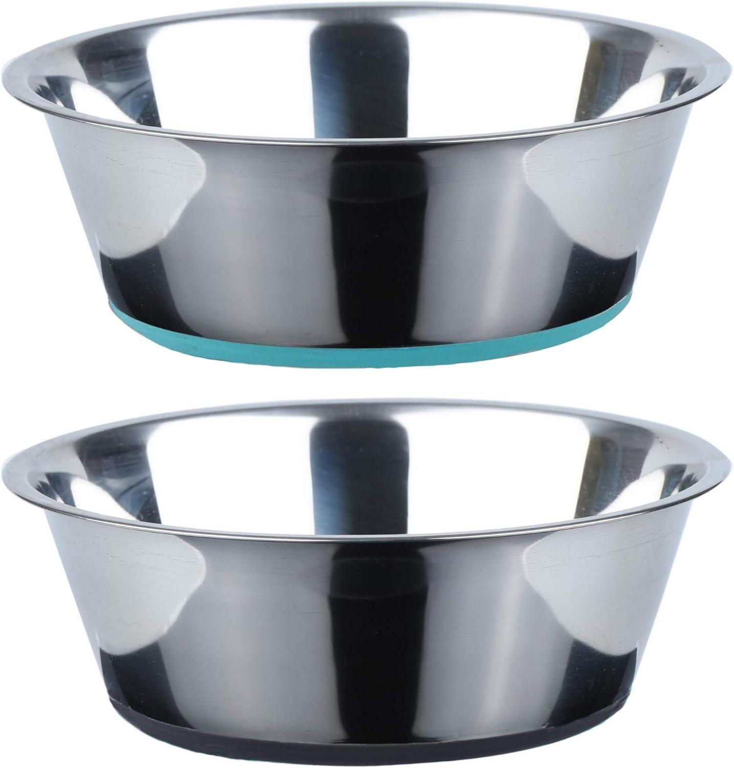 Edelstahl Hundenapf mit rutschfestem Silikon 2er Pack 1,92L