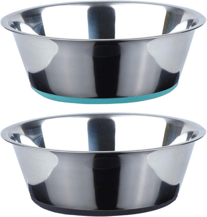Edelstahl Hundenapf mit rutschfestem Silikon 2er Pack 1,92L