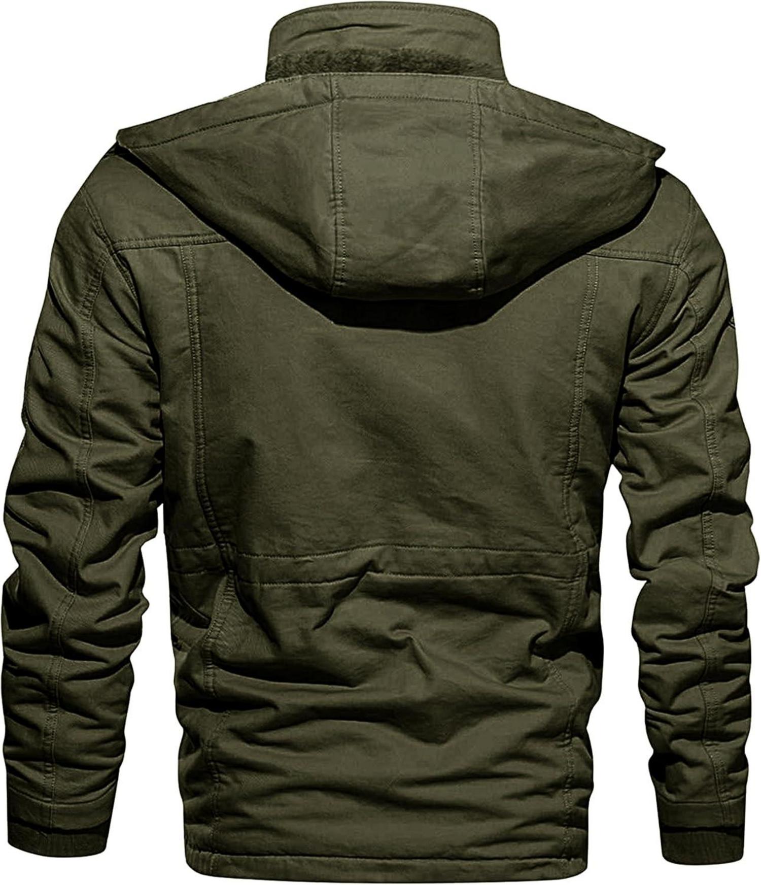 Winterjacke Herren Warm Gefüttert Fleece Outdoor Winddicht S Armeegrün