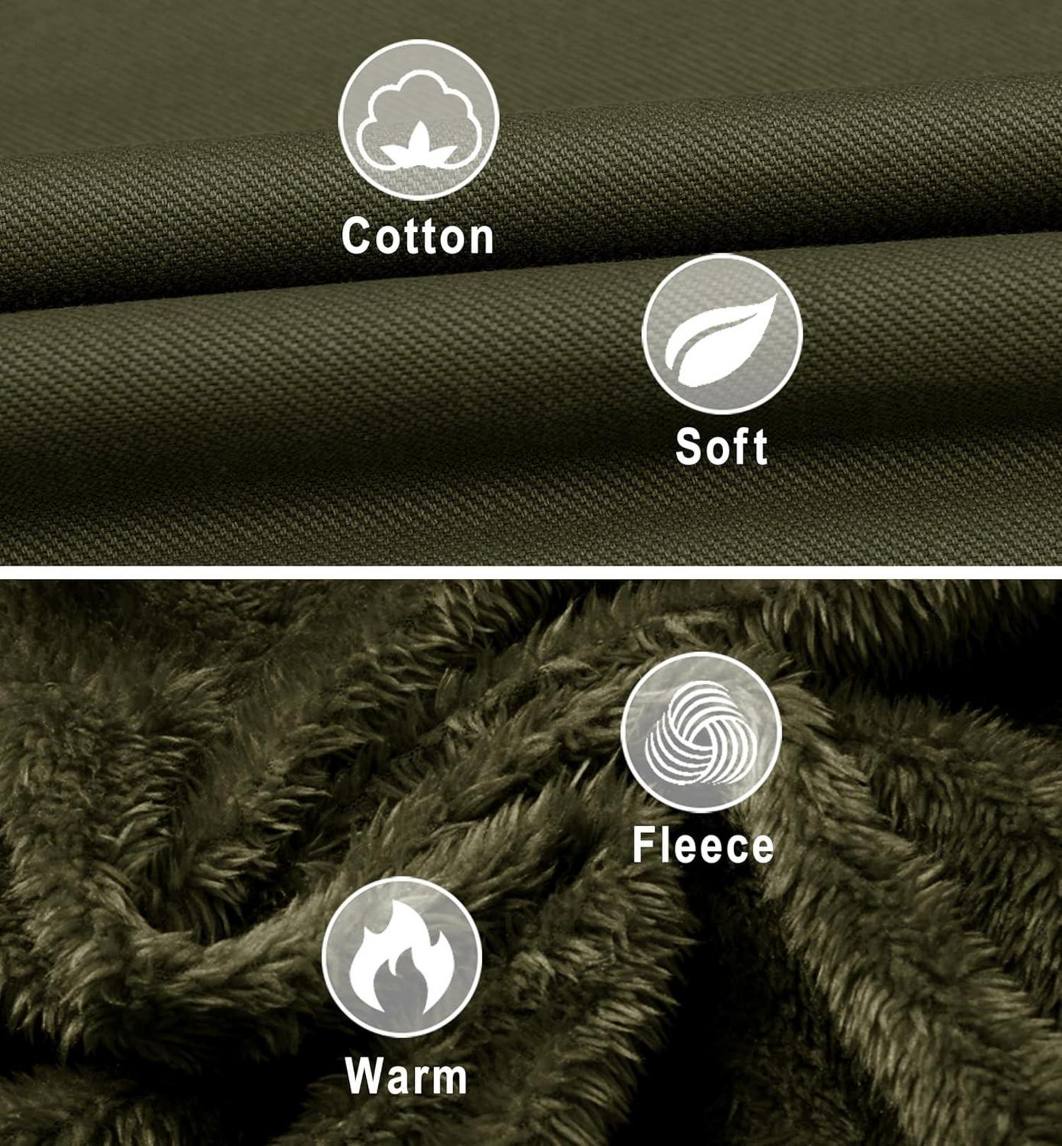 Winterjacke Herren Warm Gefüttert Fleece Winddicht Outdoor S Armeegrün