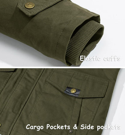 Winterjacke Herren Warm Gefüttert Fleece Winddicht Outdoor S Armeegrün