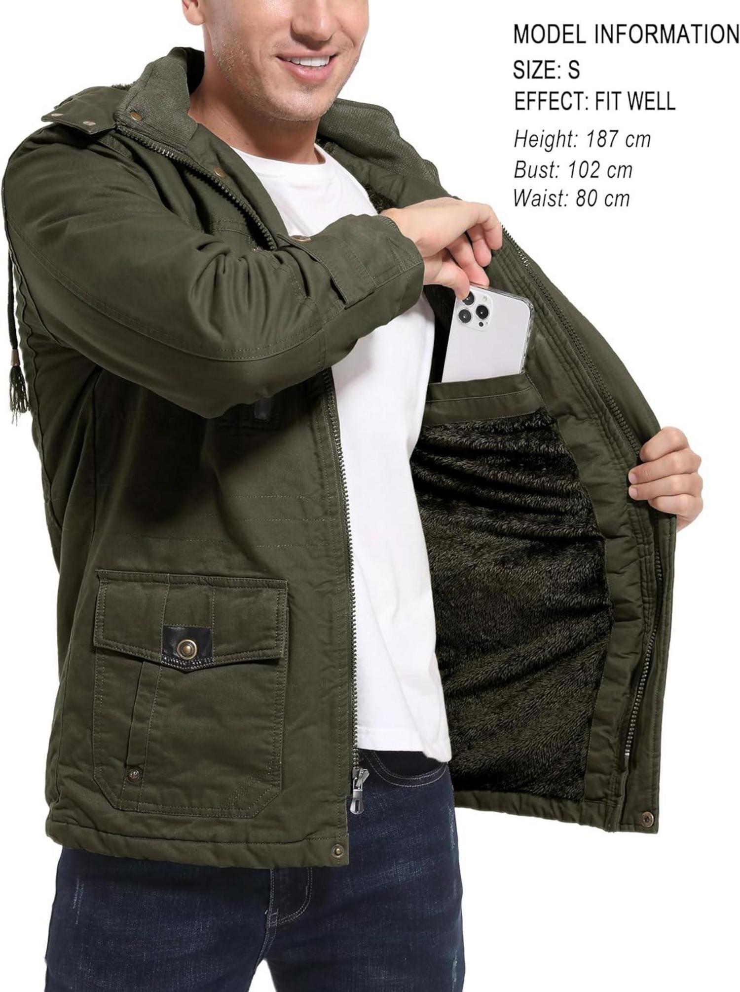 Herren Winterjacke MAGCOMSEN Warm Gefüttert Fleece Outdoor Winddicht S