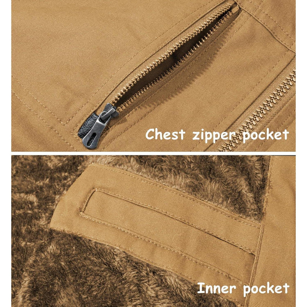 Warme Herren Winterjacke mit abnehmbarer Kapuze Khaki
