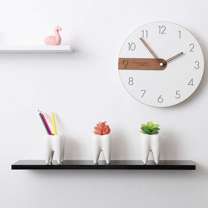 T4U Sukkulenten Topf Keramik Zahn-Form Weiß 3er-Set