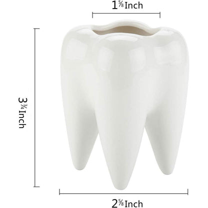 T4U Sukkulenten Topf Keramik Zahn-Form Weiß 3er-Set