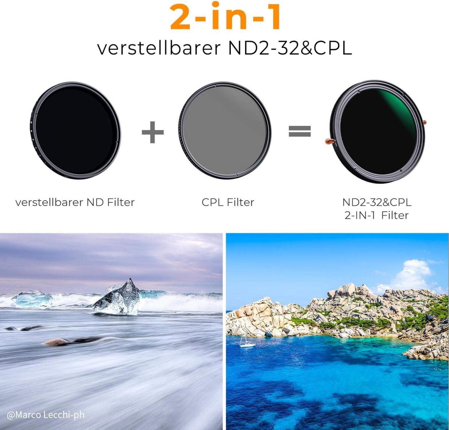 82mm ND&CPL Filter Multifunktionaler Graufilter 5-Stufen